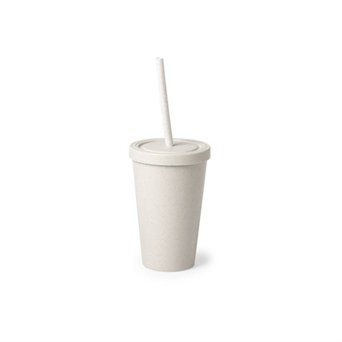 Bicchiere fibra di bamboo con cannuccia 
